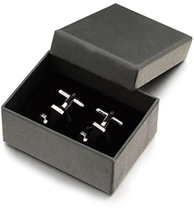 Manschettenknöpfe Edelstahl Buchstaben J Manschettenknöpfe für Herren Schwarz & Silber Farbe Buchstaben J des Alphabets Manschettenknöpfe Herren Hemdmanschetten Knopf Krawattenklammern (Schwarz