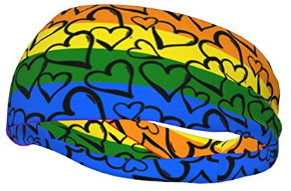 Gay Pride Regenbogen-Muster Workout-Stirnbänder für Damen und Herren, rutschfest, atmungsaktiv, Sport-Schweißbänder, Yoga-Haarbänder zum Laufen, Radfahren, Yoga, Spa