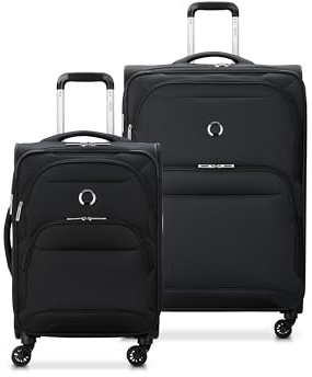 DELSEY PARIS Sky Max 2.0 Softside Erweiterbares Gepäck mit Spinnrollen, Schwarz, 2-Piece Set (21/28), Sky Max 2.0 Softside Erweiterbares Gepäck mit Spinnrollen