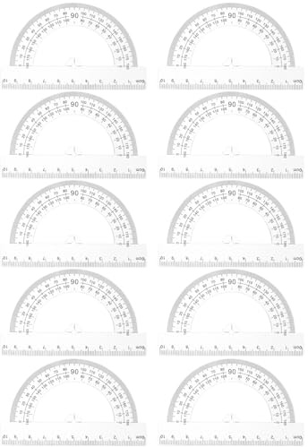 SHINEOFI 10pcs Transparent Plastic Half Circle Protractor Accurate Measuring Tool for Students and Teachers for Geometry and Drawing Projects