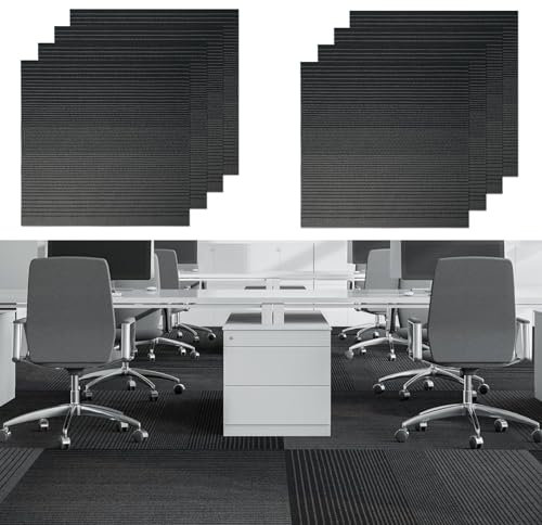 mosegor 20 Stück Teppichfliesen Selbstliegend, 50x50 cm Teppichbodenfliese mit Bitumen Rücken, Anti Rutsch strapazierfähiger Teppich Bodenbelag mit Klebeaufklebern, für Zuhause, Büro, Hotel, 5㎡