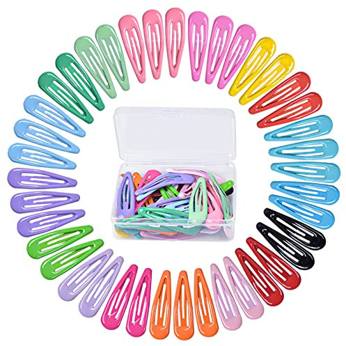 Litinliv 40 Pièces Barettes Cheveux Fille, 5cm Colorées Métal Snap Barette, Pince Cheveux Fille Femme Enfant, Pince à Cheveux, Fille Cheveux Barrettes à Cheveux en Métal pour Enfants Bébés Fillette