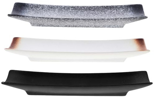 TOPBATHY Ceramics Sushi Plate 3pcs Set Rectangular Tray Vintage Style Porcelain Snack Dish Serving Tableware for Home Restaurant Use Random Style