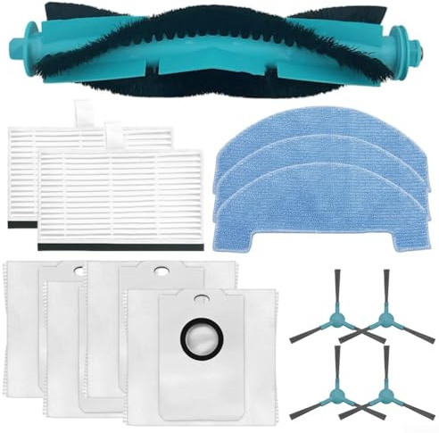 Donkivvy 14-teiliges Ersatzteil-Zubehör, passend für Conga 2499 Ultra Home Advanced Roboter-Staubsauger, inklusive 1 Rollenbürste, 2 HEPA-Filter, 3 Wischtücher, 4 Staubbeutel, 4 Seitenbürsten (A)