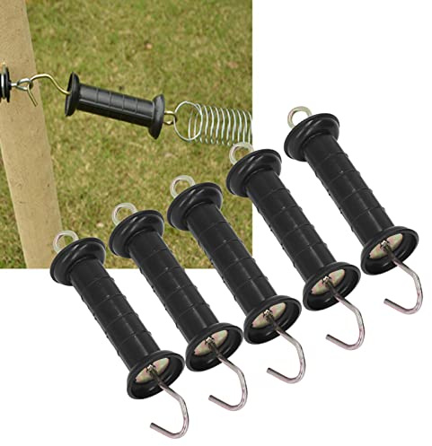 KKPLZZ Pack of 5 Electric Fence Handles, Electric Fence Gate Handles, Electric Fence Spring Gate Handles, Insulated Gate Handle Bar with Metal Hooks, Pasture on the Farm