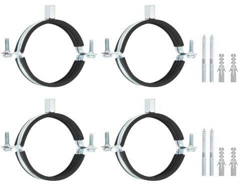 Sourcing Map 3(76mm) Adjustable Wall Ceiling Mount Bracket Clamp - Split Ring Pipe Hanger With Galvanized Iron Strap Support, Screw & Expansion Tube for Tube