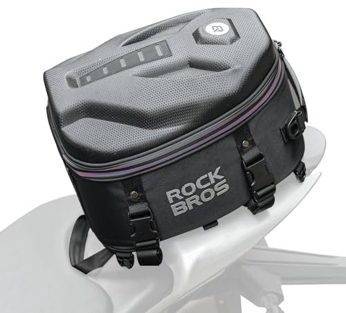 ROCKBROS Bolsa Asiento Moto Rígida, Bolsa de Equipaje con Funda Impermeable Mochila para Moto, 12,5L Portacasco Bolsa de Casco para Motocicleta