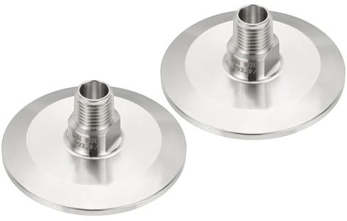 PATIKIL 2 in TC Tri Clamps Adaptor, 2pcs Tri Clamps Fittings to NPT 1/4 Male Thread Adaptor Sanitary 304 Stainless Steel for Food Beverage Equipment, 64mm Ferrule