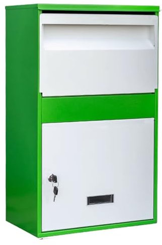 SCBTGKLN Cassetta Postale da Esterno, Cassetta Lettere Esterno, Cassette Postali Condominiali, Consegna Pacchi di Grandi Dimensioni, Cassetta Postale in Acciaio for Pacchi Postali(Green,Small)