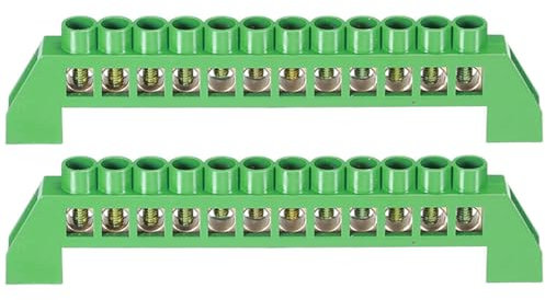 Barra di messa a terra terminale a 12 posizioni in filo di ottone a vite terminale bus bar blocco striscia di messa a terra guscio verde per distribuzione elettrica