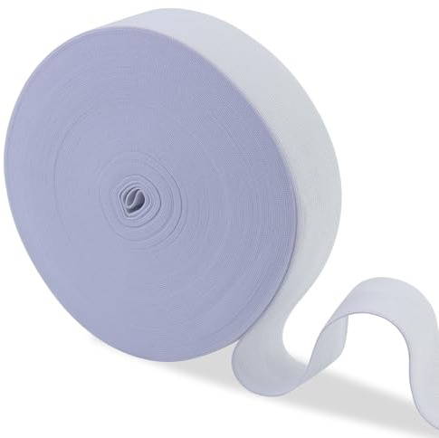 AMANDELIZABE Cinta de goma blanca de 40 mm de ancho – 20 metros de grosor elástico para pantalones de goma para el hogar, accesorios de costura, cinta elástica para costura, cinta elástica para el