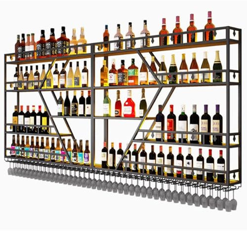 Botellero Vino Pared Estantería De Vino Botellero De Pared Vinotecas Con Luz LED VinotecaWine Rack Botellero Vertical Arte Del Hierro Botellero Pared Estante Para Vino Montado En La Pared Con Estante(