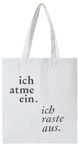 RF&CM Baumwolltasche/ICH ATME EIN/Lustige und nachhaltige Öko-Stofftasche mit Spruch – zum Einkaufen, als Geschenk, umweltfreundlich