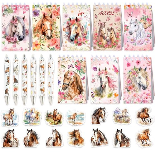 Pferd Set Haftnotizen Stiften Partytaschenfüller DIY Notizbuch Dekoration | Pferd Set Haftnotizen mit Stiften Partytaschenfüller DIY Notizbuch DIY Pferdetasche Pferderennen Derby Geburtstag Babyparty