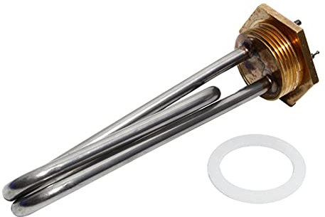 XLANDALYUEFA Water heater parts DN32 Electric Heater SUS304 Tube Brass Thread Resistance Immersion Heating Element For Boiler Tank(1.5KW 175mm Tube)