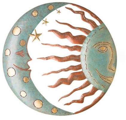 YUTNGYNG Outdoor Metal Sun And Moon Wall Art Decors 3D Outdoor Stylish Garden Sculpture For Garden Fence Porch Ornaments