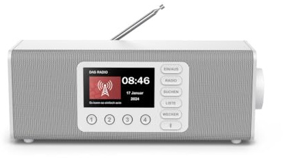 Hama Digitalradio, mit großem Display, DAB+/FM/Bluetooth zum Streamen | Küchenradio weiß, Radiowecker, Stereo-Radio, ideal als Seniorenradio mit einfacher Bedienung, kleines Radio mit gutem Empfang