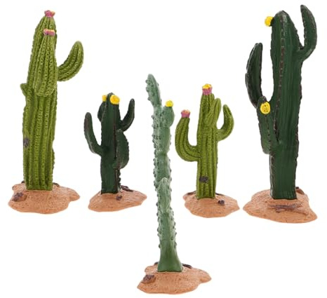 AKOOSY 5 pezzi Mini Piante Grasse Artificiali in Resina Decorazione Verde per Figurine Cactus Miniature Senza Manutenzione per Scrivania e Scaffali