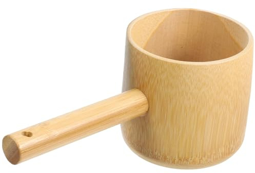 TOPPERFUN Bamboo Water Scoop with Ergonomic Handle 8.26In Japanese Style Ladle for Tea Ceremony Soup Serving Kitchen Utensils Lightweight Portable