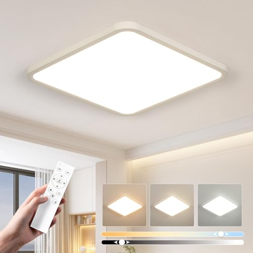 EASY EAGLE LED Deckenleuchte Dimmbar mit Fernbedienung, 40CM 42W Weiß