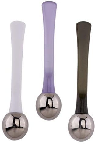 Ipetboom Lot de 3 Cuillères à Crème Yeux Visage, Bâtonnets de Massage en Alliage de Zinc et Plastique, Blanc Vert Foncé Transparent, Soins Contour Yeux, Détente, Usage Quotidien