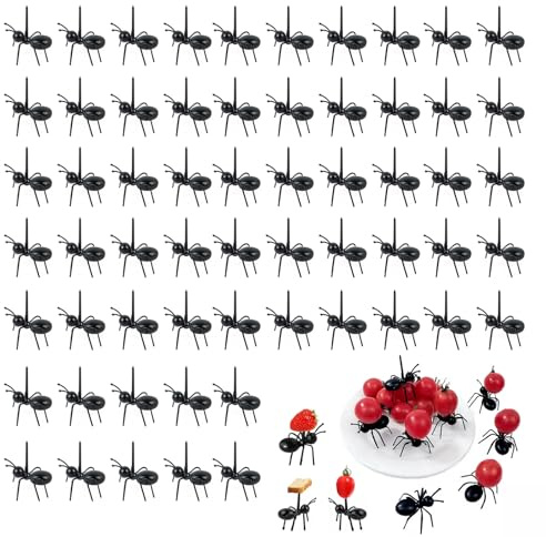 60PCS Ant Shape Novelty Fruit Picks for Kids Fun Fruit Forks, Reusable Snack Party Toothpicks, Ant Toothpicks Animal Appetizer Forks for Snack Cake Dessert with Gift Box