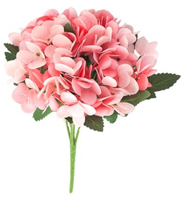 Angoily Fleur d'Hortensia Artificielle en Soie Rose Bouquet Décoratif 1 Branche Décoration Intérieure pour Mariage Fête et Arrière-Plan Photo Ornement Floral Solide et Réaliste