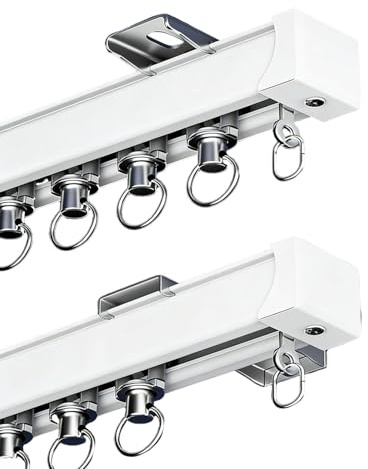 Vorhangschiene Deckenmontage 0.5m-12m, Schwerlast Gardinenschiene Wandmontage, Gardinenstange Deckenschiene Vorhang für Wohnmobile Duschecke Erkerfenster RV Raumteiler(10M)