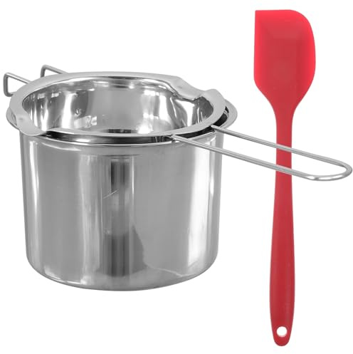 Hemobllo Pentola per Bagnomaria in Acciaio Inox 304 400ml per Sciogliere Burro e Cioccolato con Raschietto, Crogiolo Doppia Caldaia Piccola per Caramelle, Candele e Uso Colore Casuale