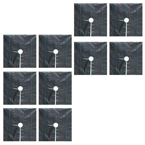 NEIQIUWING Confezione da 10 pezzi di tessuto anti-erbacce in PP per alberi e frutteti, 1 m × 1 m, nero, con fori di fissaggio