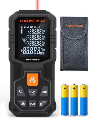 12 IN 1 Metro laser POROMETISTO, Distanziometro Laser Digitale 164ft/50m,misurazione dell'angolo, Telemetro Laser Portatile con 4 unità Commutazione, Misurazione Angolo/Distanza/Area/Volume/Pitagorico