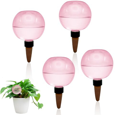4 stycken bevattningskula växter, självbevattning bevattningskula automatisk växtbevattning, 500 ml vattendispenser växter för bolldusch i rum balkong, trädgårdsväxter (rosa)
