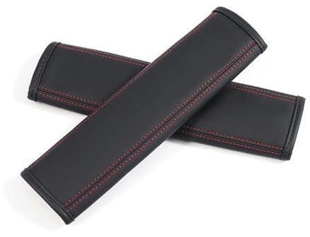 Komfort Gurtschoner Für VW Für GTD 4 5 6 7 8 MK2 MK4 MK5 MK6 MK7 Für GTI Für GOLF 2 Stücke Leder Auto Sicherheitsgurt Schutz Schulterpolster Sicherheitsgurt Polster(Black Red)