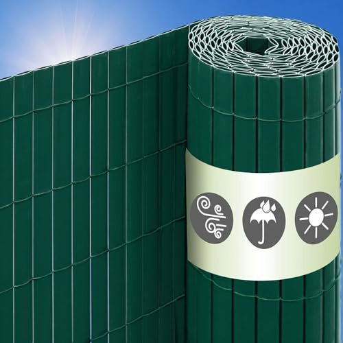 UrFence 100x500 Brise Vue Balcon Exterieur - Canisse PVC Verte - Cloture de Jardin Cache Vis-à-Vis - Protection Terrasse - Pare Soleil - Lamelle Occultante - Grillage Rigide Haie Artificielle Durable
