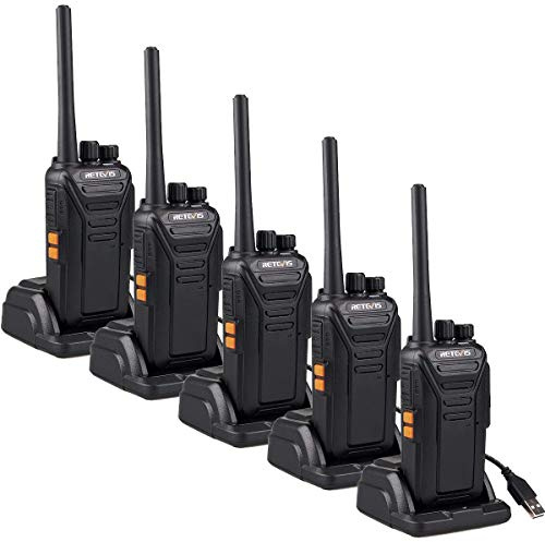 Retevis RT27 Funkgerät, PMR Funkgeräte Set, 16 Kanäle CTCSS/DCS VOX, Walkie Talkie Lizenzfrei für Baustelle, Sicherheitsdienst (5 STK., Schwarz)