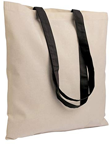 generico 5 pezzi Shopper in cotone naturale 135 g/m2, manici lunghi colorati 38 x 42 7 colori (nero)