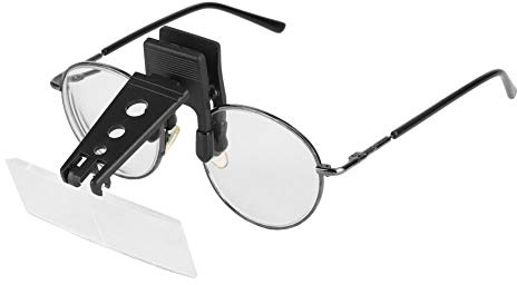 Lupenbrille für Brillenträger, Aufstecklupe für Brille, Lupen Brille Clip 1, 5X 2, 5X 3, 5X Lupenaufsatz Vergrößerung Kunststoffkoffer Aufsteckbrille Typ Lupe Clip