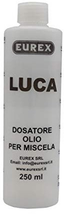 Eurex srl Dosatore Olio per Miscela 250 ml Personalizzato con Il Tuo Nome: Luca. Completo di Tappo, Scala Graduata e percentuali 2-4% 2,5-5% 3-6% (2)