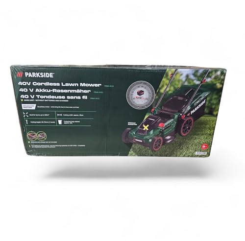 Parkside sladdlös gräsklippare »PRMA 40-Li, borstlös motor med 2 x 4 Ah-batterier och dubbel laddare