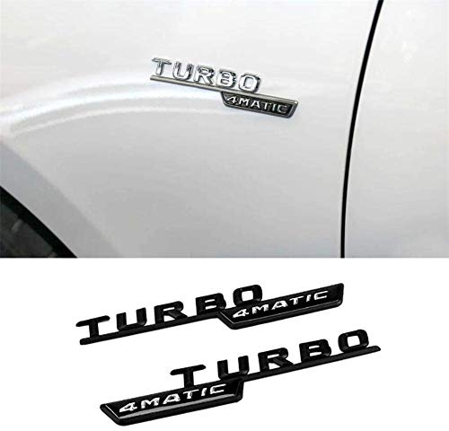 1Pair Turbo 4MATIC Emblem Logo Side Fender-Aufkleber Für AMG A180 W176 W169 A200 A250 A209 A45 W221 A160 GLE CLK,Schwarz