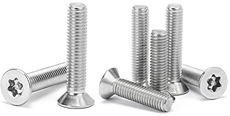 ANSIEDIO Torx Countersunk Screws Bolts with Column Stainless Steel Flat Head Hexagon Socket with Needle Anti-theft Screw, M6×16mm,10 pcs