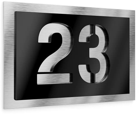 Graviers Design Hausnummer aus V2A Edelstahl 160x110mm - Schwarz - Wetterfest Rostfrei Individuell anpassbar nach eigener Nummer - Made in Germany