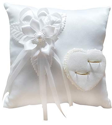 XNSHUN Hochzeit Ringkissen Ehering Kissen Ring Kissen, Weiß Brautkissen Träger Kissen Ringschachtel Ringhalter Kissen, Heirat Paar Ring Halter Hochzeit Accessoires Für Eheringe Ringe