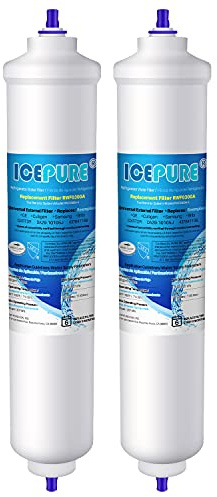 ICEPURE Refrigerator Water Filter Compatible with Samsung DA29-10105J, DA29-10105J HAFEX/EXP, DA99-02131B, WSF-100, EF9603, HAIER LG Inline Refrigerator, 2 Pieces.