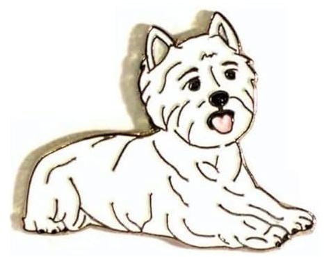 GBJUK Westie hund emaljnål emblem med fjärilsspänne på baksidan, Metall