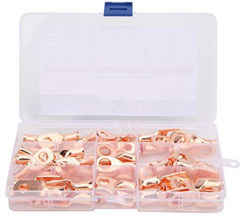 50 pezzi capicorda filo di rame, connettori terminali batteria, terminali a crimpare ad anello tubolare in rame connettore accessori per cavi elettrici 2/4/6/8 AWG