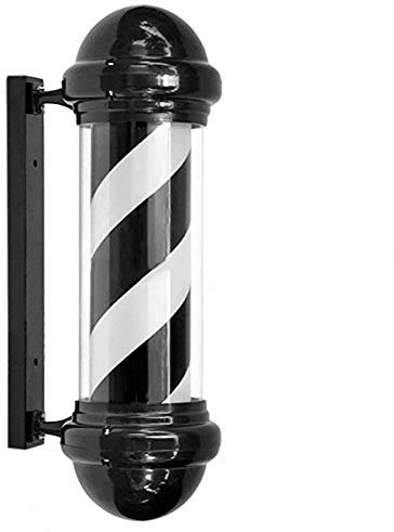 HMTE Luz Led de Poste de barbero de 29 , Letrero de peluquería de Estilo clásico para Exteriores, Tiras de Led Blancas y Negras con iluminación giratoria