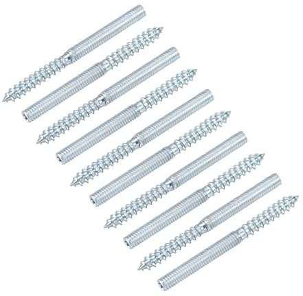 sourcing map Double Ended Screws (M6 Thread 70mm Long) 10pcs, Hanger Bolts Self-Tapping Double Sided Screws - for Home Repairs
