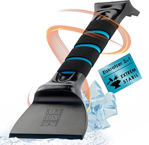 King Kong State Grattoir à glace 2 en 1 pour voiture avec lame anti-gel et glace pour vitres libres en hiver