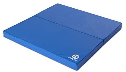 Jeflex - blaue klappbare Weichbodenmatte & Turnmatte 100 x 100 x 8 cm MADE IN GERMANY/faltbare Gymnastikmatte/platzsparende Fitnessmatte & faltbare Yogamatte/dicke Sportmatte für Kinderzimmer